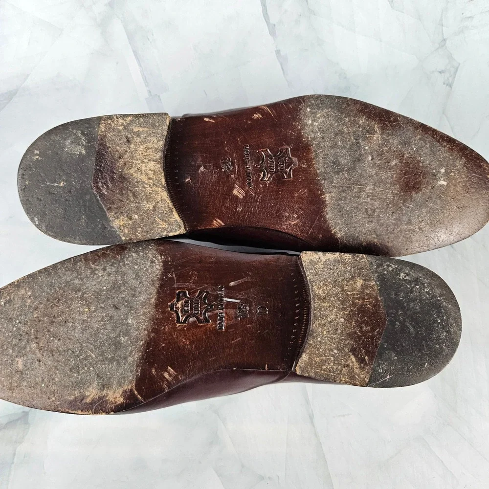 Nordstrom vintage made in italy‎ leather oxford loafers red burgundy women's 7m - Picture 7 of 9